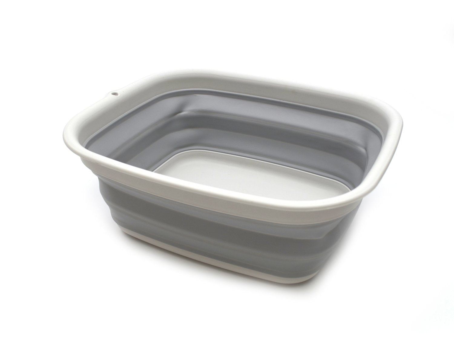 Sammart 9.45L (2.5 Gallon) Collapsible Tub - Foldable Dish Tub - Portable Washing Basin - Space Saving Plastic Washtub (Grey, M)